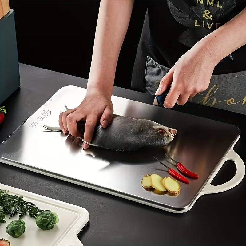 Professional Dual-Sided Stainless Steel Cutting Board - Food-Safe